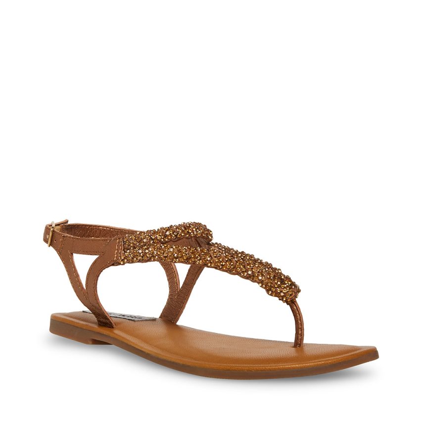 Gold Steve Madden Sydney-r Women's Flat Sandals | PH 7053PWO